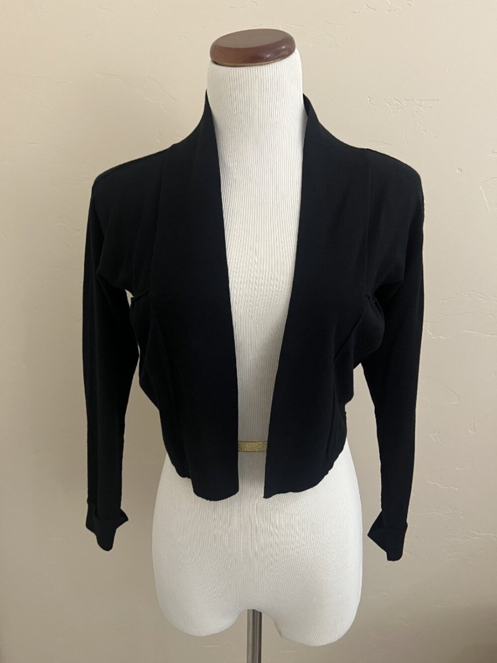M.S.S.P. Women’s Junior’s Cropped Cardigan Knit Sweater, Black, Medium, NWT
